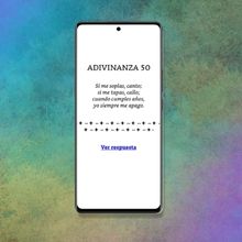 Adivinanza del libro 100 adivinanzas con datos curiosos mostrada en un teléfono móvil